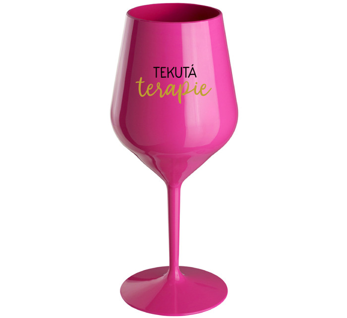 TEKUTÁ TERAPIE - růžová nerozbitná sklenice na víno 470 ml