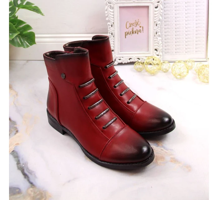 Jezzi W JEZ52G zateplené zdobené boty červená