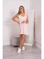 Šaty s volánky na bocích pudrově růžové