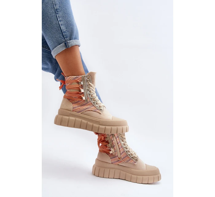 Vysoké Semišové Tenisky Bežové model 21650673 - Boto Vysoké Semišové Tenisky Bežové model 21650673 - Boto