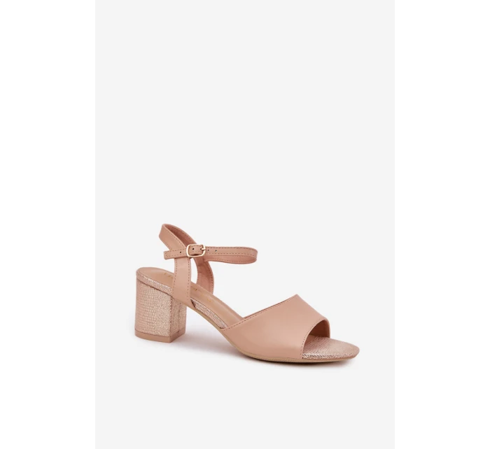 Dámské sandály na podpatku model 21695205 béžové - VINCEZA