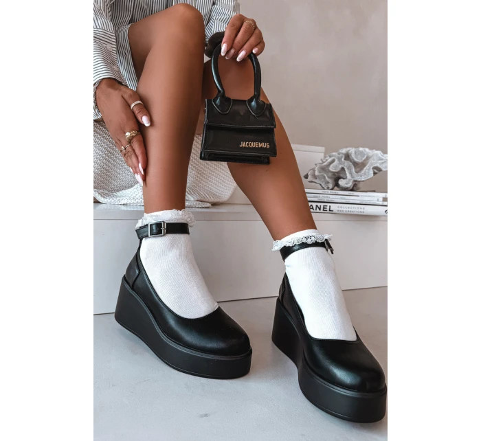 Dámské polobotky na platformě s páskem Černé model 21937796 - Boto