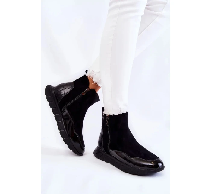 Semišové Dámské Kozačky Tenisky Černe Anita Semišové Dámské Kozačky Tenisky Černe Anita