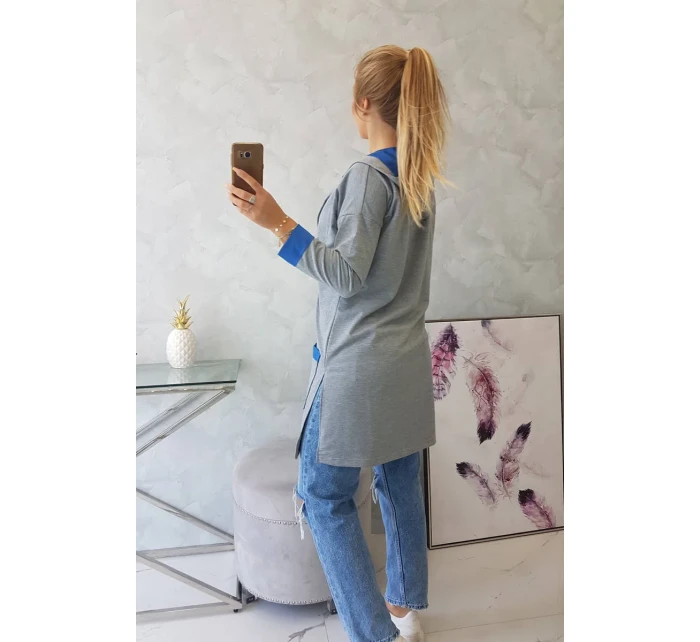 Dvoubarevná pláštěnka s kapucí chrpová+šedá