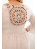 Dámské viskózové šaty Plus Size s ažurovou ozdobou béžová