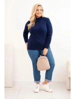 Dámský svetr Plus Size z viskózy s rolákem granátový