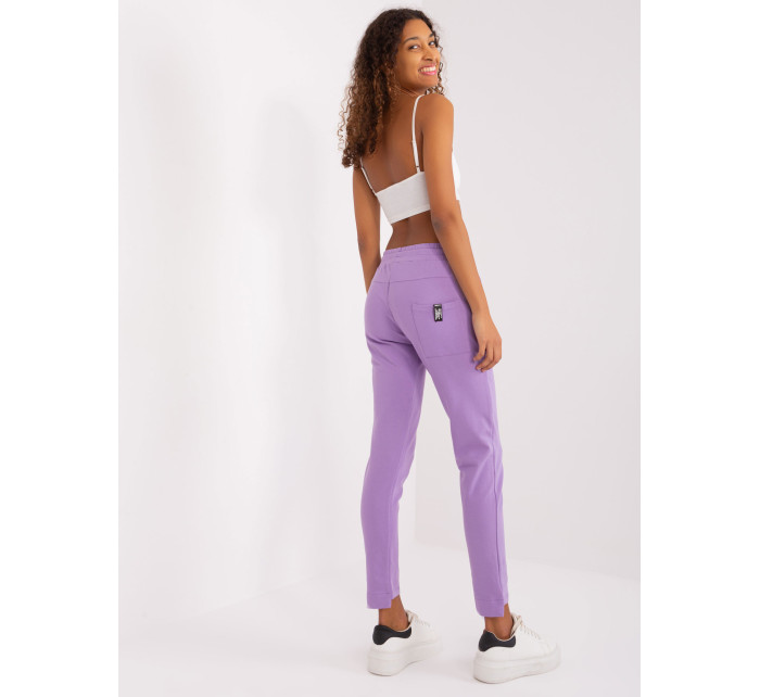 Světle fialové basic kalhoty s elastickým pasem