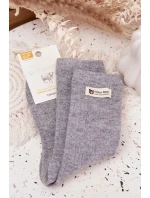 Dámské teplé vlněné ponožky s nášivkou – šedé Dámské teplé vlněné ponožky s nášivkou – šedé