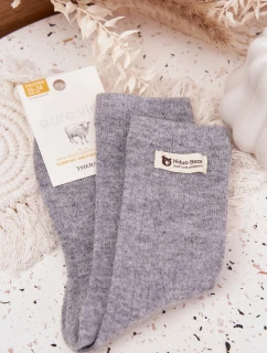 Dámské teplé vlněné ponožky s nášivkou – šedé