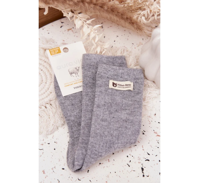 Dámské teplé vlněné ponožky s nášivkou – šedé Dámské teplé vlněné ponožky s nášivkou – šedé