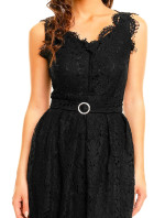 Společenské šaty model 15042430 krajkové s páskem černé Černá - Mayaadi