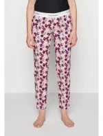 Dámské pyžamové kalhoty QS6158E 1F7 - meruňková/kytičky - Calvin Klein