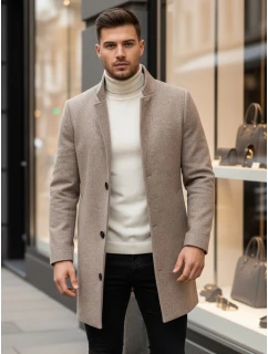 Pánský jednořadový kabát hnědý FashionStreet CX0442