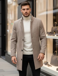 Pánský jednořadový kabát hnědý FashionStreet CX0442