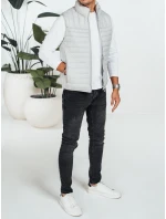 Pánská prošívaná vesta světle šedá model 21991566 - Dstreet Pánská prošívaná vesta světle šedá model 21991566 - Dstreet