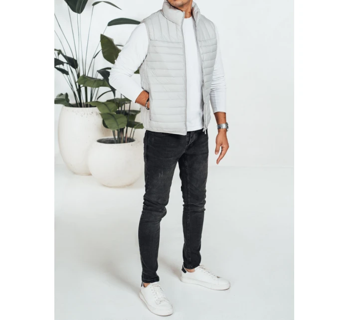 Pánská prošívaná vesta světle šedá model 21991566 - Dstreet Pánská prošívaná vesta světle šedá model 21991566 - Dstreet