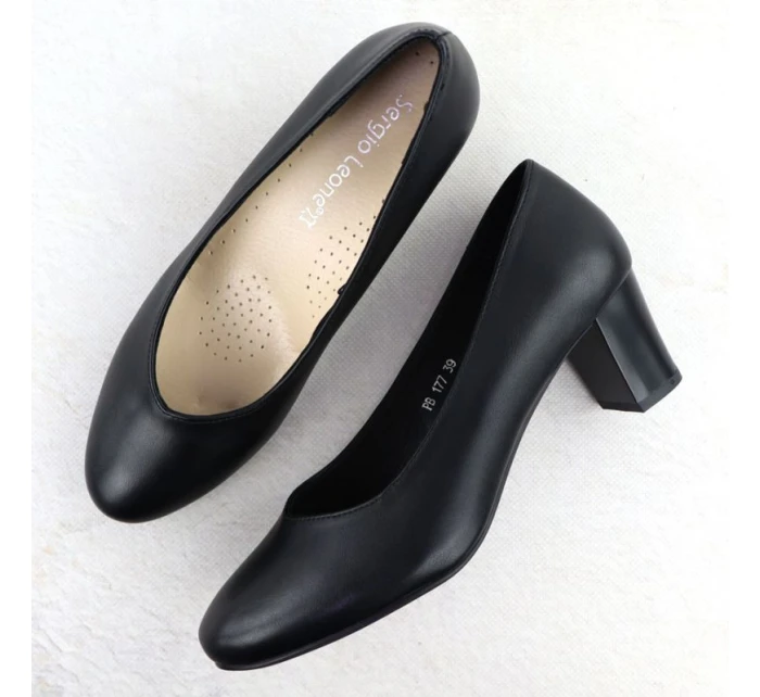 Dámské nízké lodičky na jehlovém podpatku černé Sergio Leone PB177