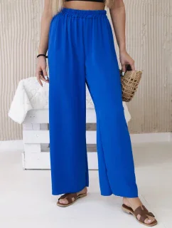 Kalhoty se širokými nohavicemi chrpově modrá