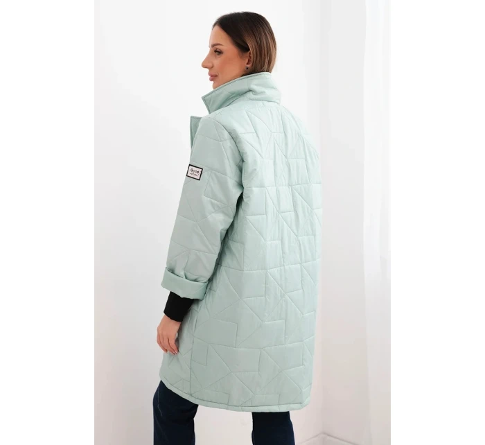 Dámská bunda Plus Size prošívaná s ozdobnými knoflíky a límcem model 21789312 - K-Fashion