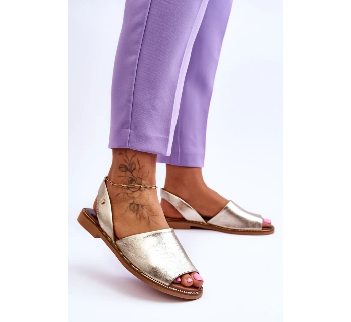 Zazoo 40327 Kožené nášlapné sandály zlaté Zazoo 40327 Kožené nášlapné sandály zlaté