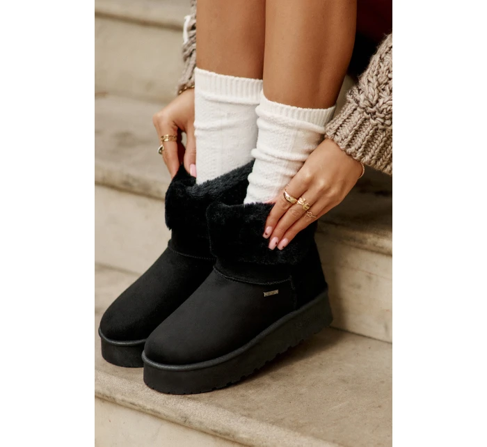 Sněhové boty na platformě s kožešinou Big Star OO274A108 Černé Sněhové boty na platformě s kožešinou Big Star OO274A108 Černé