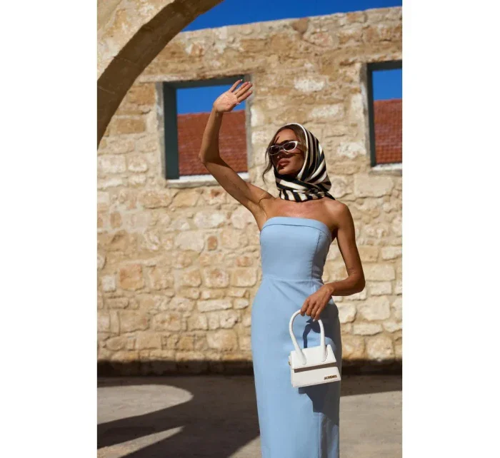 model 20970495 Džínové midi šaty světle modré - Moe