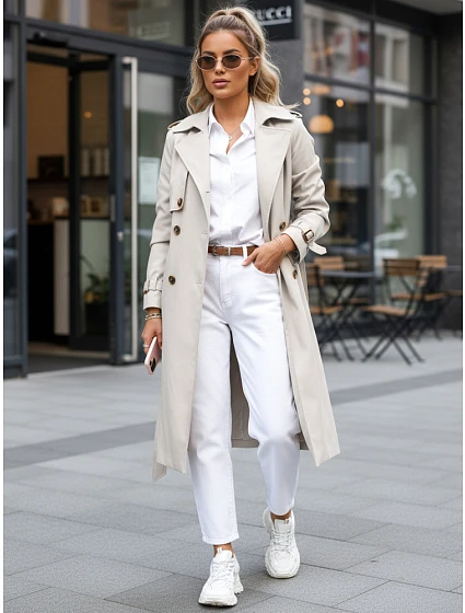 FashionStreet béžový dvouřadový trenčkot TY5351