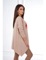 Oversize halenka s potiskem duhových rtů béžová