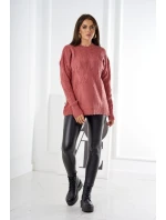 Svetr model 18970331 přes hlavu s módní vazbou tmavě růžová - K-Fashion Svetr model 18970331 přes hlavu s módní vazbou tmavě růžová - K-Fashion