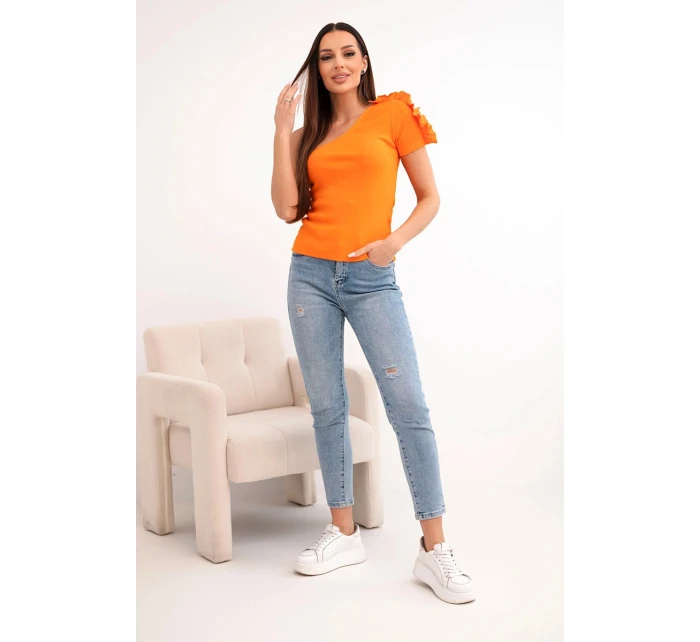 Dámská bavlněná blůza na jedno rameno s volánkem model 21772730 - K-Fashion