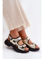 Dámské kožené sandály se suchým zipem Artiker 56C0469 zlaté