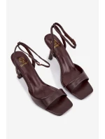 Dámské sandály na podpatku Eko kůže čokoládové Brisora Dámské sandály na podpatku Eko kůže čokoládové Brisora