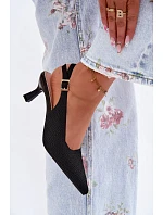 Materiálové sandály na podpatku černé Delessa