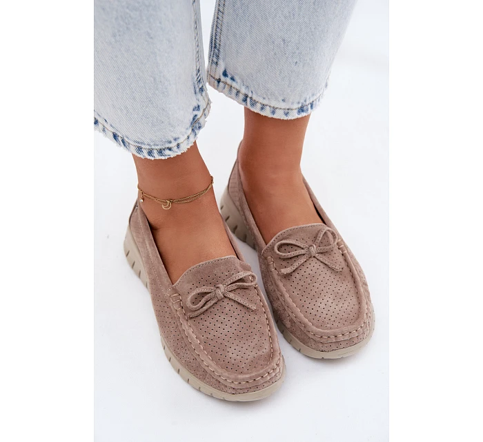 Dámské Mokasíny Z Přírodního Semiše S Mašlí Vinceza Béžové