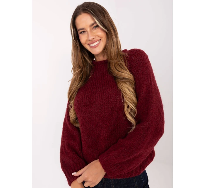Sweter MI SW model 21421342 bordowy - FPrice Sweter MI SW model 21421342 bordowy - FPrice