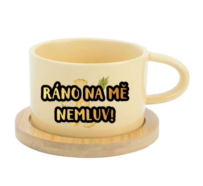 Personalizovaný keramický hrníček Makronka s ovocem a textem 