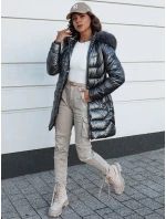 Dámská zimní bunda prošívaná dlouhá s kapucí SHINE šedá FashionStreet TY4564
