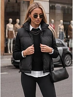 Dámská prošívaná zateplená krátká černá vesta FashionStreet TY5970 Dámská prošívaná zateplená krátká černá vesta FashionStreet TY5970