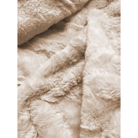 Lesklá zimní bunda v khaki barvě s mechovitou kožešinou (W674)