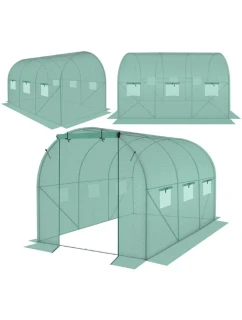 SKLENÍK ZAHRADNÍ TUNEL 200X300X200CM PE KONSTRUKCE ZELENÁ OCEL