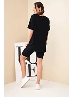 Dámský bavlněný komplet s krátkým rukávem a šortkami žlutý