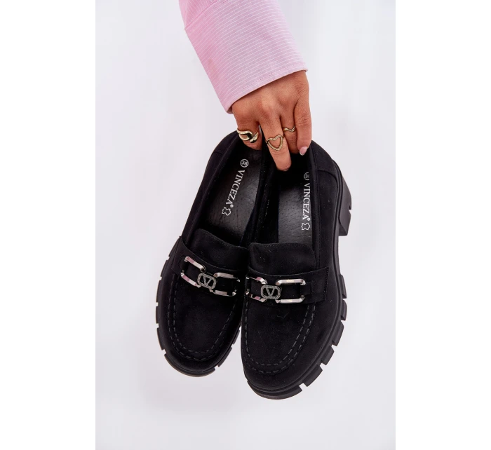 Eko Semišové Polobotky Dámské S Dekorací model 21686592 Černé - VINCEZA