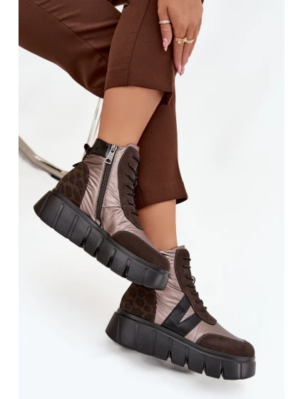 Zateplené dámské boty na platformě Vinceza – hnědé