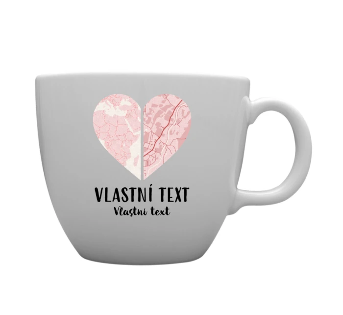 Personalizovaný MEGA XXL keramický hrnek 1000 ml - dvě mapy jako srdce