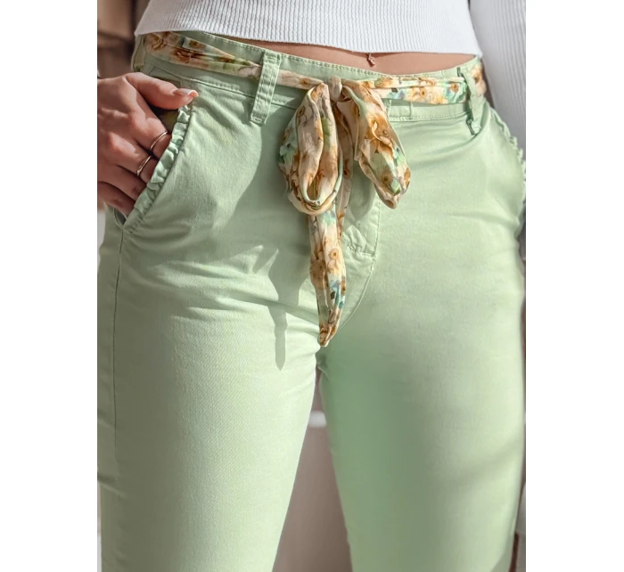Dámské látkové chinos kalhoty s páskem ROSSALI mint FashionStreet UY2531