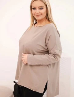 Dámská bavlněná blůza Plus Size asymetrická s dlouhým rukávem fango