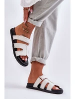 Dámské látkové sandály s lemovkou bílou model 21628614 - Boto Dámské látkové sandály s lemovkou bílou model 21628614 - Boto