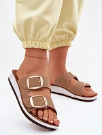 Dámské pantofle se zlatými sponami Inblu CP000061 světle hnědé