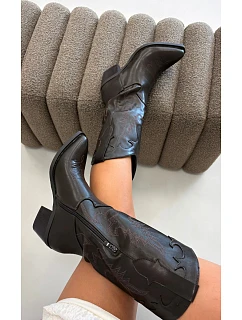 Dámské kozačky na podpatku z eko kůže hnědé Jarissa