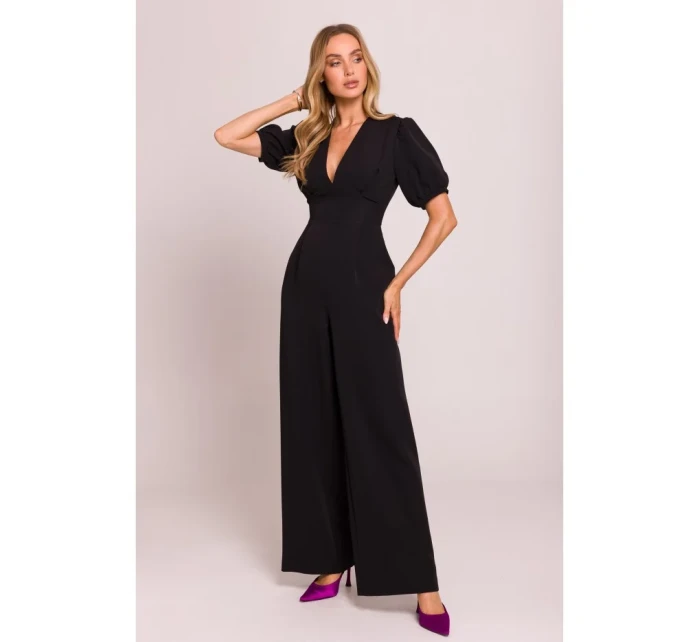 M852 Kombinéza s puff rukávy - černá